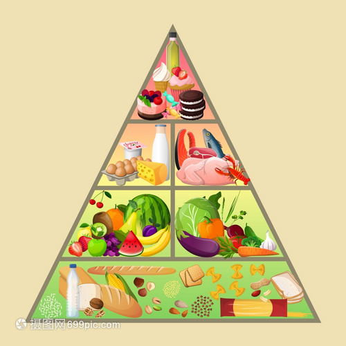 食物金字塔健康饮食营养矢量图